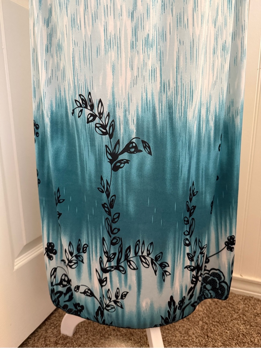 Teal Ombre Maxi Dress with Floral Detail - Picture 6 of 6